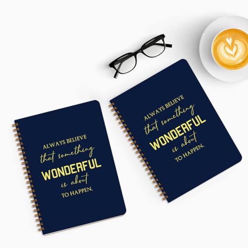 Image of 2Pcs Inspirational Journal, Motivational Notebook, 160 Pages Hardcover Notebooks for Writing Travel Business Office, Inspirational Gifts - always believe that something wonderful is about to happen