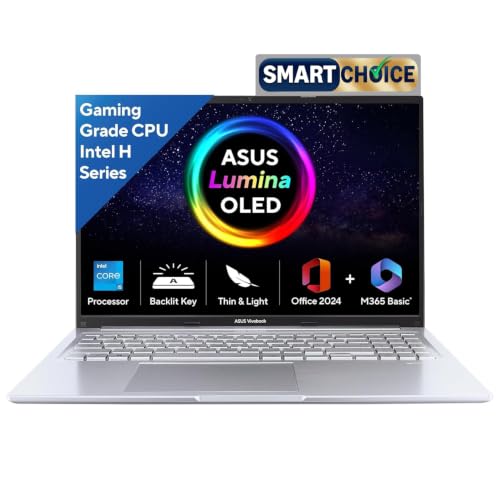 ASUS Vivobook 16,Smartchoice, 13th Gen, Intel Core i5-13420H,16GB RAM,512GB SSD,FHD, OLED,Win 11,M365 Basic (1Y),Backlit Keyboard,Office 2024,Silver,