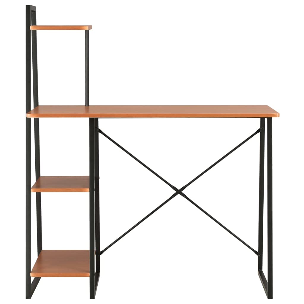 Scrivania con Mensole Libreria per Studio e Ufficio 102x50 cm | Postazione lavoro salvaspazio per camera e ufficio con robusto telaio in acciaio e ripiani portaoggetti.