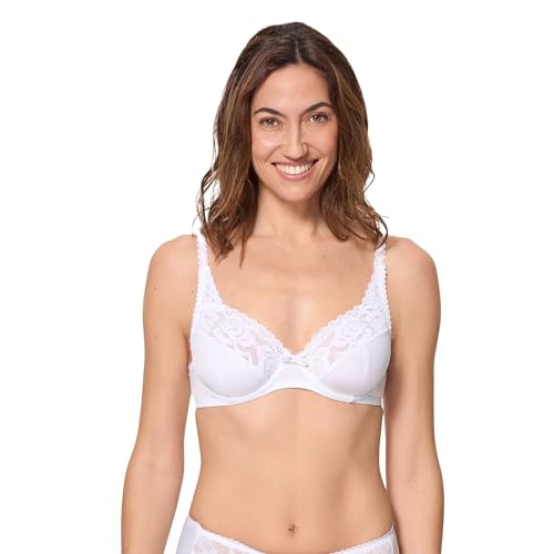 Playtex Sujetador Microfibra Flower Elegance, Sujetador con aros, Mujer, Blanco, 105C