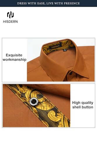 Image of HISDERN Mens Business Dress Shirts Long Sleeve Casual Button Down Shirt Formal Inner Collar Contrast Shirt for Men Wedding