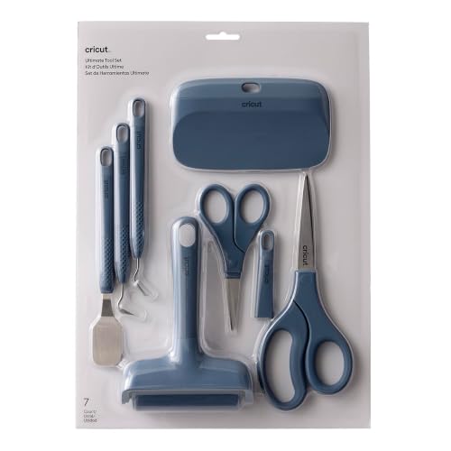 Image of Cricut Ultimate Toolset, Blue - 7 Precision Craft Tools | Weeder, Hook Weeder, Wide Spatula, XL Scraper, Small & Large Scissors, & Brayer -Perfect for Weeding Vinyl, Scrapbooking, DIY