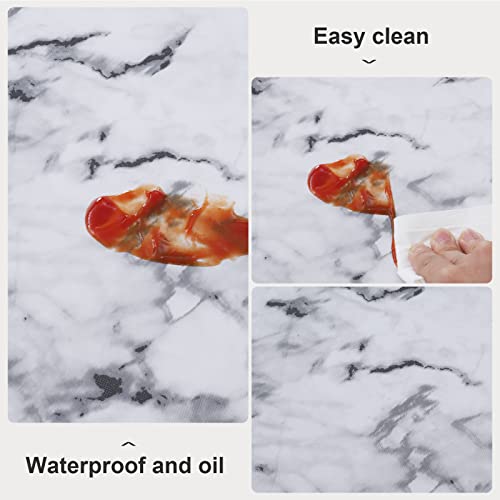 Vonabem 100% Waterproof Rectangle Pvc Tablecloth, Vinyl Table Cloth Cover With Flannel Backing Oil Spill Proof Wipeable Table Cloths For Indoor Outdoor (White Marble,60X84In) #TOP2