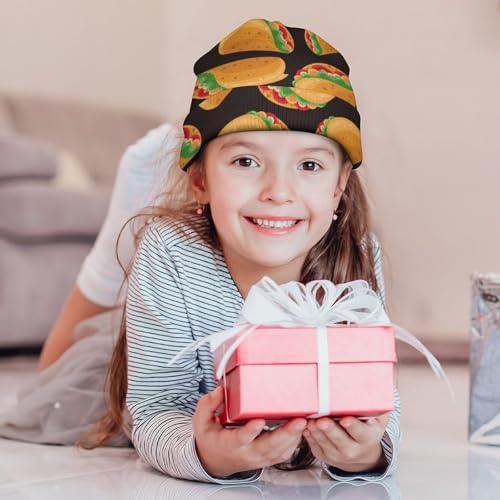 Taco Kids Beanie Hat for for Girls Boys Children Cap Winter Knitted Chemo Cancer Headwear Accessories Gifts Decoration Black 7