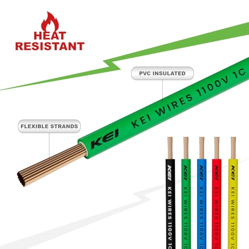 Image of KEI CONFLAME GREEN PLUS 0.75 sqmm 1 Core, 99.97% Pure Copper Conductor,FRLSH - Lead Less Insulation House Wire Suitable for Domestic & Industrial Electrical Wiring (Green,180 Meters)