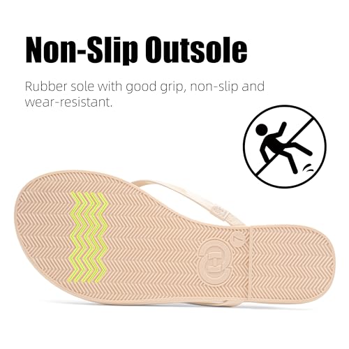 Image of INMINPIN Flat Flip Flops with Arch Support for Women - Memory Foam Flats Summer Sandals 2026 - Ultra Comfort Vegan Leather Thong Sandals Summer Beach Slide