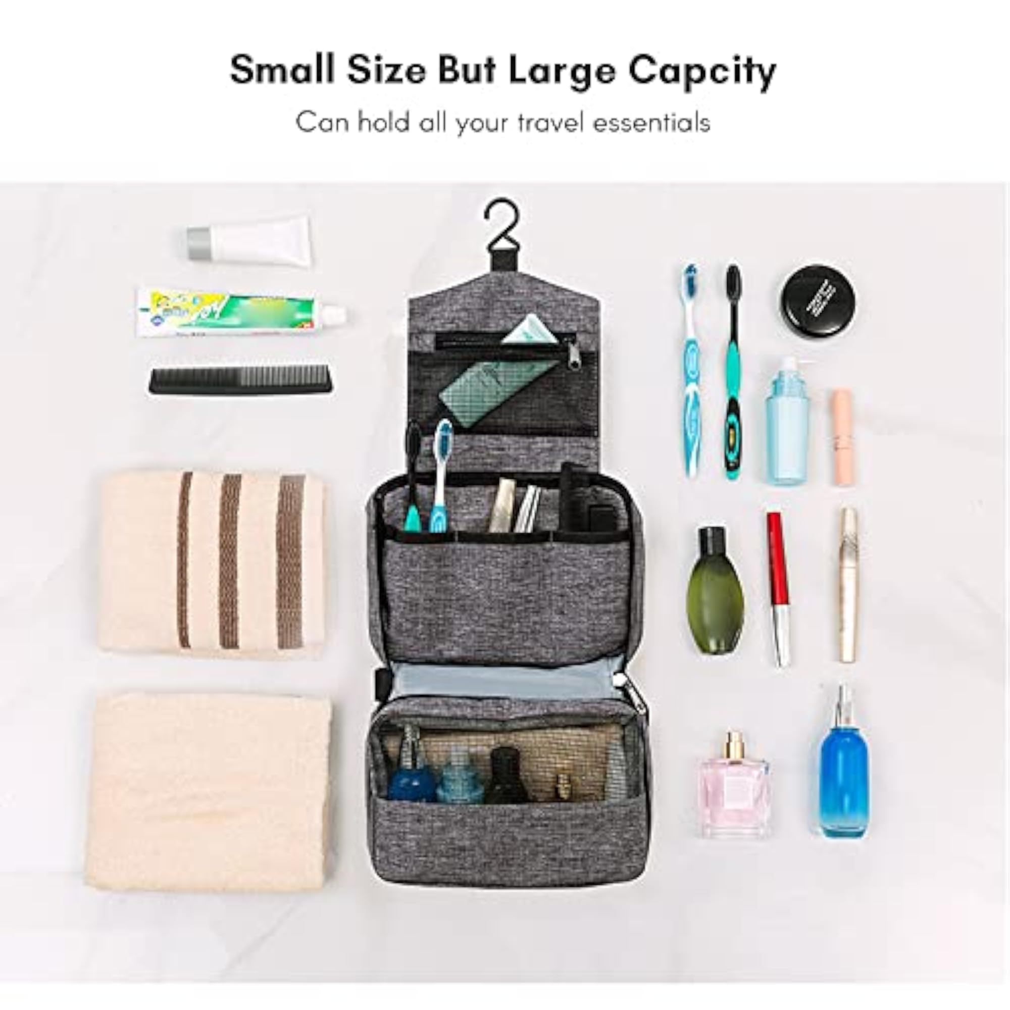 Portable Toiletry Bag with Hanging Hook