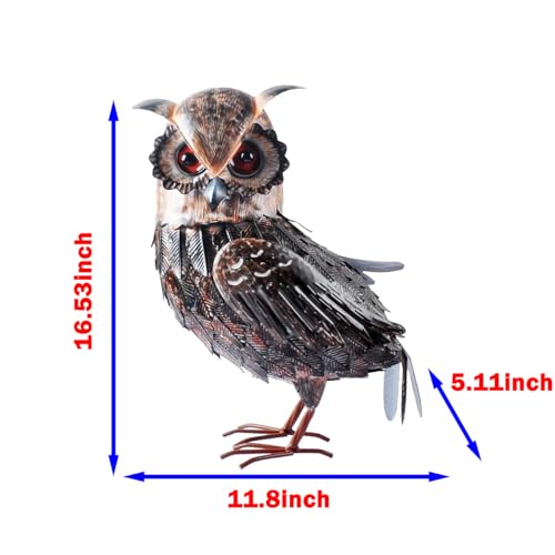 Statue de hibou en métal pour décoration de jardin et art de cour extérieur