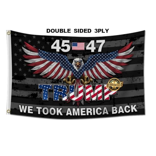 Trump Flags 3x5 Outdoor Made in USA-Double Sided 3 Ply Heavy Duty Take America Back Trump 2024 Flags Banner for Outside with 2 Brass Grommets(black)