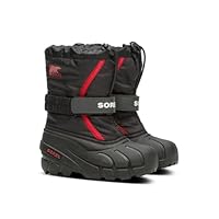 Sorel KIDS FLURRY Waterproof Unisex Baby Snow Boots, Black (Black x Bright Red) - Children, 12 UK