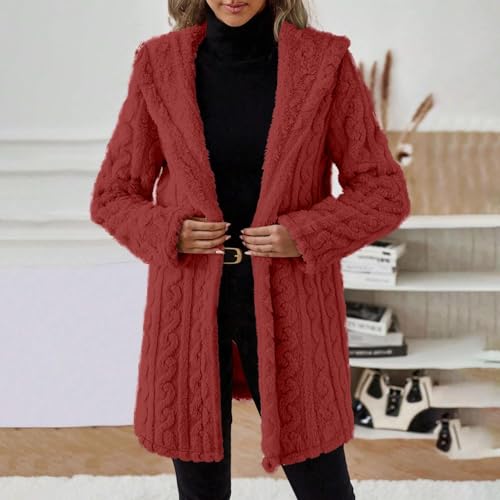 Vneck Jacket for Women Winter Fall Long Sleeve Loose Fit Warm Fuzzy Hooded Cardigan Jacket Hoods Outfit Women 20252