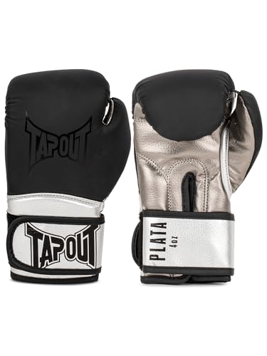 Gants de boxe junior Tapout finition cuir synthétique Plata Black Silver 06 oz