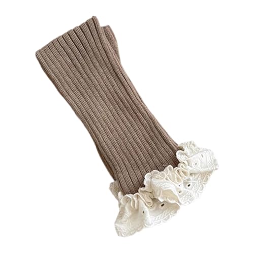 Girls Leggings Plain Ruffed Lace Crew Pants Cuffs Ribbed Lines Design Knit Cotton Casual Tights for Girls 1 Pair