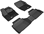 3D MAXpider Complete Set for 2017-2020 Lincoln MKZ Black Kagu Custom Fit All-Weather Series Fornt and Second Row Floor Mats