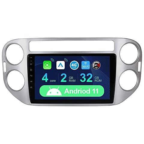 ACAVICA 9 Inch Car Stereo for VW Golf Plus 2004-2013 Tiguan 2007-2016 Bluetooth Head Unit with Sat Nav In-dash Video Wireless Carplay Android Auto DSP WiFi Steering Wheel Control 2+32GB (Silver) Cover