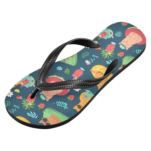 ALAZA Summer Cute Cats Flip Flops for Women Fashion Beach Slippers Comfort Mens Flip Flops Non-Slip Rubber Shower Slippers Sandal for Hotel Travel Sport,XS2