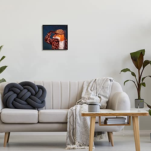 Image of Red Fox Tartan Plaid Night Sky, 12 x 12 Inch Framed Giclee Print