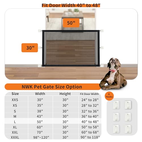NWK Magic Dog Gate for Stairs Pet Gate for The House Providing a Safe Enclosure for Pets to Play and Rest, 6 Hooks Design (30'' X 50'') - Image 3