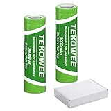 TEKOWEE 3.7V Battery Case 2Pack Set, TKW18650 3.7v Flat Top Batteries for Flashlights, Headlights, Fans, Digital Cameras, Toys