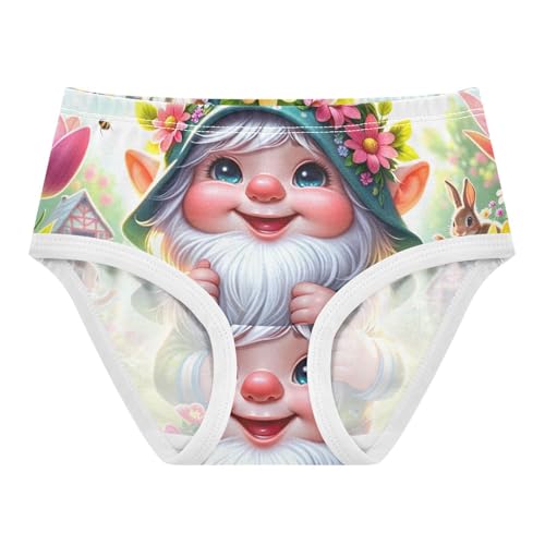 Cute Gnome Spring Flower Underwear Girls, Toddler Girl Panties, Girls' Cotton Brief Underwear, 2–8 Years
