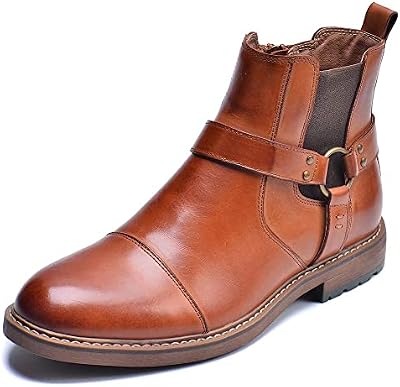 Arkbird Chelsea Ankle Boots for Men – Leather‑Lined Oxford Style with Zip Closure, Brown (Size 11)