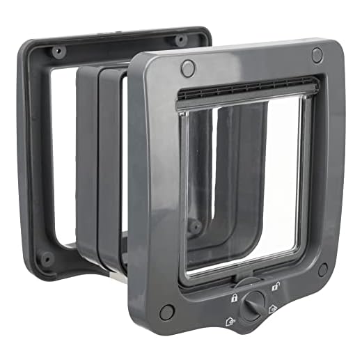 TRIXIE wasserdichte und geräuscharme Katzenklappe "4-Wege Freilauftür mit Tunnel, 20 × 22 cm, grau"- 44232