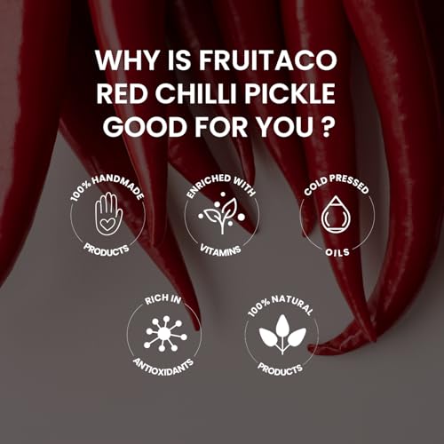 Image of Fruitaco Stuffed Red Chilli Pickle - Authentic Indian Pickle with Tangy and Spicy Flavor | Perfect Side for Meal (1 Kg, Stuffed Red Chilli Pickle)