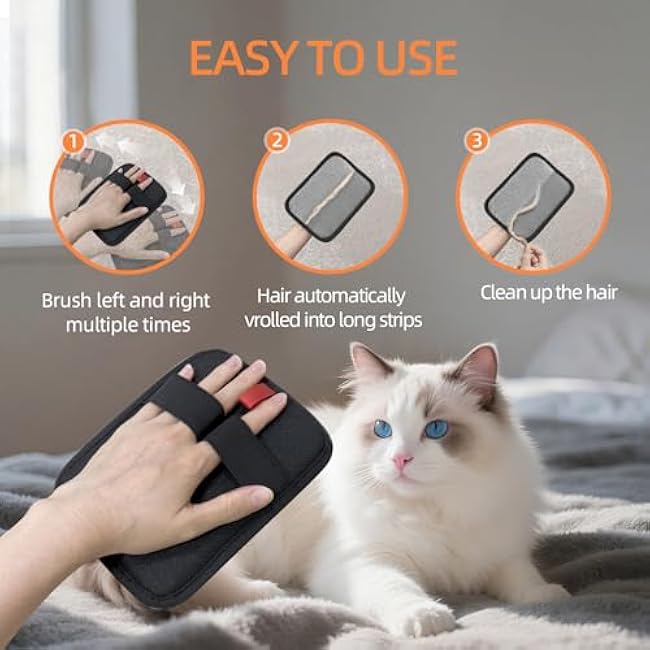 2 Pcs Pet Hair Removal Gloves, Reusable Pet Hair Remover, Electrostatic Cat & Dog Hair Remover for Couch, Furniture, Carpet, Curtain, Washable Cat Grooming Gloves, Animal Fur Remover Tool-FCwaaE8X