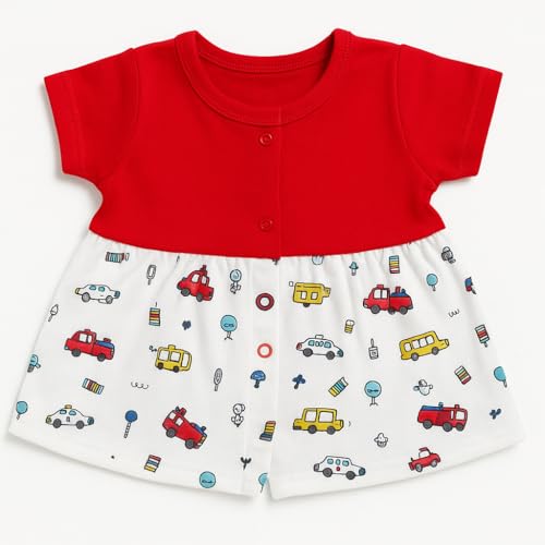 Image of Baby Girl Cotton Frock Dress Half Sleeves Knee Length fit and Flare Frock jhabla Regular fit top