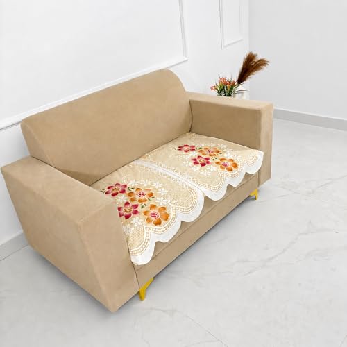 Image of Homerz Premium 'Surya Series' Sofa Cover | Stylish Sofa Protector | Net Fabric | Anti-Stain & Washable Slip Cover Exact Size Antislip (Exclusive Yellow, 2 Seater, Only Seat Cover)