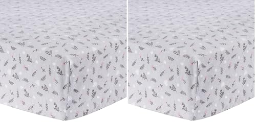 Image of Trend Lab Gray Prairie Floral Deluxe Flannel Fitted Crib Sheet (103868) (Pack of 2)