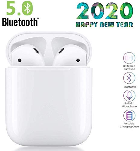 Auricular Bluetooth 5.0, Auricular inalámbrico, micrófono y Caja de Carga incorporados, reducción del Ruido estéreo 3D HD, para Auriculares Android/iPhone/Samsung