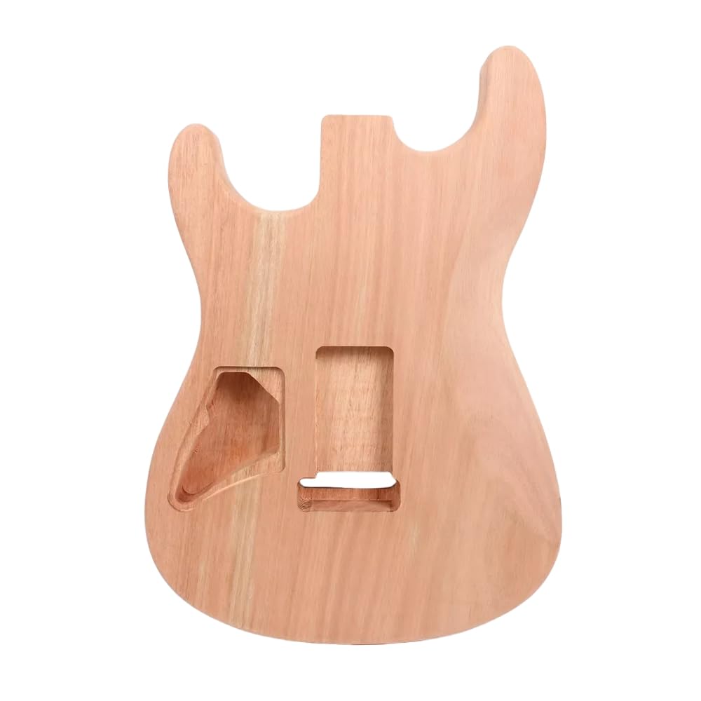 yinfente Corps de guitare électrique en acajou brut à monter soi-même, boulon de rechange sur la poche du talon Naturel