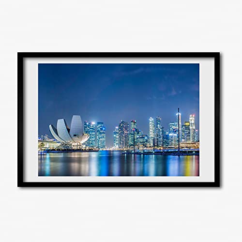 Tableau peinture décoratif 60x40 cm Singapour nuit Tulup