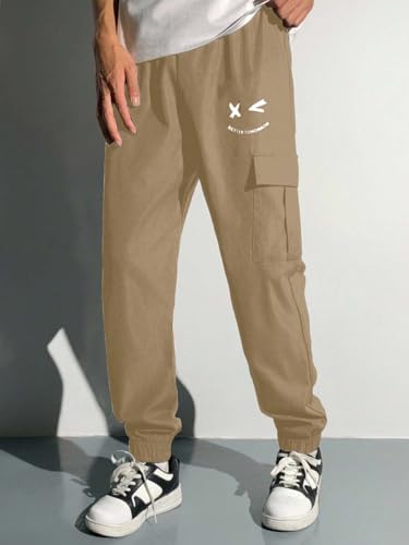 Image of Boys' Premium Cargo Jogger Pants | Soft Pilot Fabric | Stylish Printed Joggers with Side Pocket | Elastic Waist & Cuff(KBC-01)