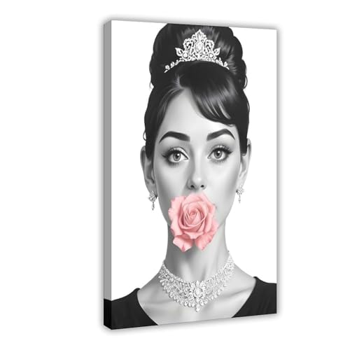 UIYTYBGAG Póster de lienzo de Audrey Hepburn para decoración de dormitorio, decoración de paisaje, regalo, 20 x 30 cm