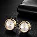 OIDEA Watch Cufflinks for Men: Fashion Round Analog Quartz Real Working Watch Cufflinks Pair Business Dress Roman Numerals Watch Cuff Links Gift for Him, Gold Case White Dial