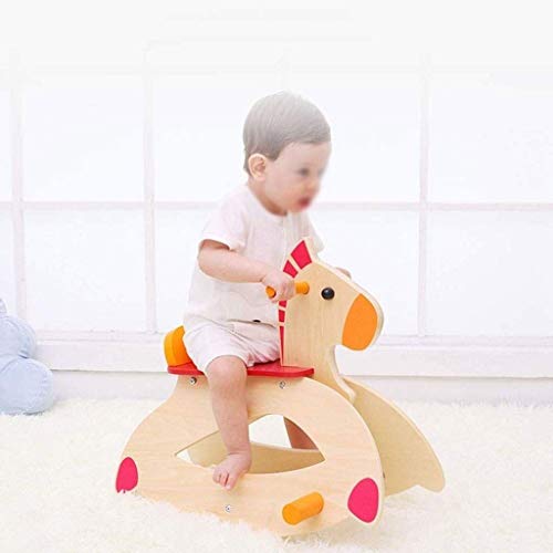 JWDYA Holzschaukelpferd Schaukelstuhl, 1-3 Jahre altes Kind-Fahrt Spielzeug, Schaukeltier for Mädchen und Jungen Freien – Bild 5