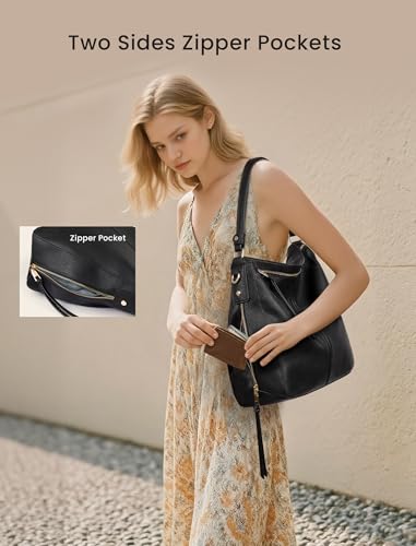 Image of Realer Hobo Crossbody Bags for Women Designer Faux Leather Hobo Handbags Retro Large Size Shoulder Bag Bucket Purse