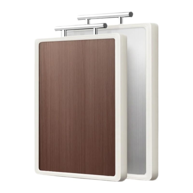 Tablas de Cortar para Cocina | Tabla de Picar Premium de Doble Cara en Acero Inoxidable y Madera Ébano con Mango | Base Antideslizante | Ideal para Regalos de Boda miniatura 1