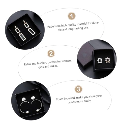 Boîte de rangement bijoux papier kraft noir compacte avec mousse de bague - 5
