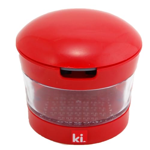 Kitchen Innovations Garlic Perfection Press, Crusher, Mincer, and Storage Container - Easy to Clean - Stainless Steel Blades - Red