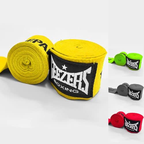 Geezers Boxing Prepare To Fight Hand Wraps for Inner Glovers, 3,4,5 Meter, with a hook and loop closure, Under Mitts Wrist Hand protection, punchbag, speedball, Sparring Training. (5M, Yellow)
