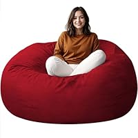 Anuwaa Bean Bag Chairs for Adults, 4FT Bean Bag Chairs with Removable Cover, Giant Bean Bag with High-Rebound Memory Foam Big Sofa Bean Bag for Reading, Gaming Cozy Chair, Red