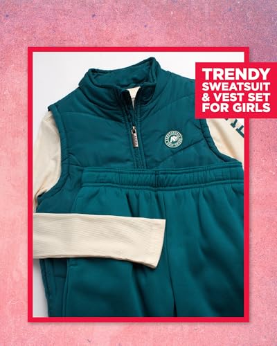 Image of AEROPOSTALE Girls Joggers Set - 3 Piece Puffer Vest, Pullover Hoodie and Cargo Jogger Sweatpants for Girls (Sizes: 4-16)