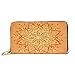Produktbild Women's Long Leather Card Holder Purse Zipper Buckle Elegant Clutch Wallet, African Tribal Ethnic Sun Pattern with Ombre Effect Mandala Figures Icons Culture Theme Print,Sleek and Slim Travel Purse