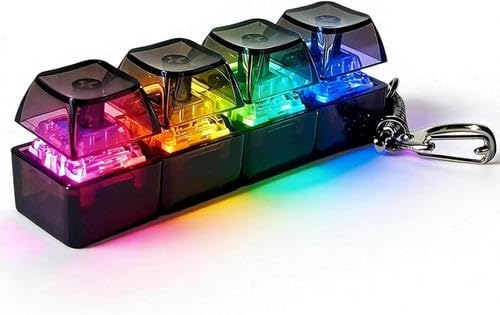 Tastaturs Fidget Spielzeug Clicker Mit Bunten Lichtern Fidget Keyboard Schlüsselanhänger 4-Tasten Tastaturs Clicker Stressabbau Spielzeug Stressabbau Zur Angstdekompression