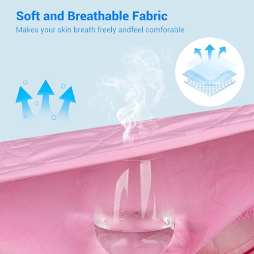 Image of Waterproof Mattress Protector, Noiseless King Size Mattress Pad with Deep Pocket Fitted Up to 2-12 inches, Soft Breathable Bed Mattress Cover Washable for Bedroom, Hotel (1, Pink, King)