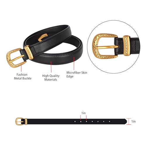 Image of Aurolran Women's Leather Belt with Buckle - Ideal for Dresses, Jeans, and Coats