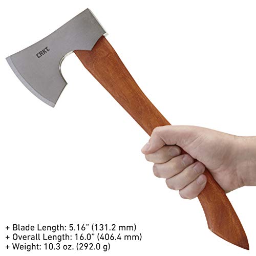 CRKT Birler Compact Axe: Outdoor Camping or Pack Axe, High Carbon Steel, Tennessee Hickory Handle 2745